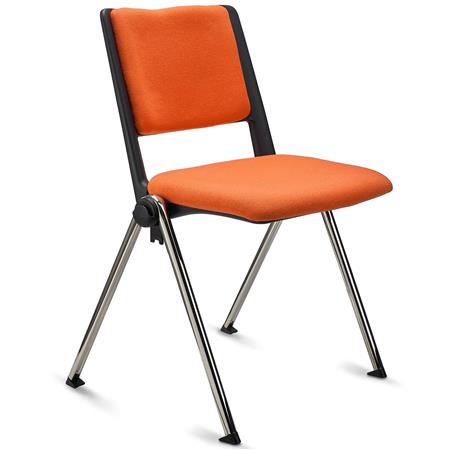 Konferenzstuhl CARINA, stapel- und reihenverbindbar, verchromtes Stahlgestell, Stoffbezug Farbe Orange