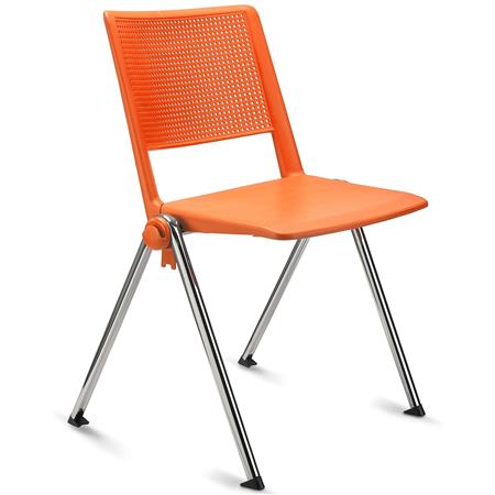 Konferenzstuhl CARINA, stapel- und reihenverbindbar, verchromtes Stahlgestell, Farbe Orange