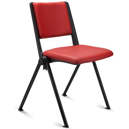 Konferenzstuhl CARINA, stapel- und reihenverbindbar, schwarzes Stahlgestell, Kunstleder Farbe Rot