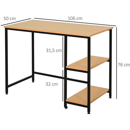 Computertisch GIADA, 106x50x76cm, exklusives Design, in Metall und Holz