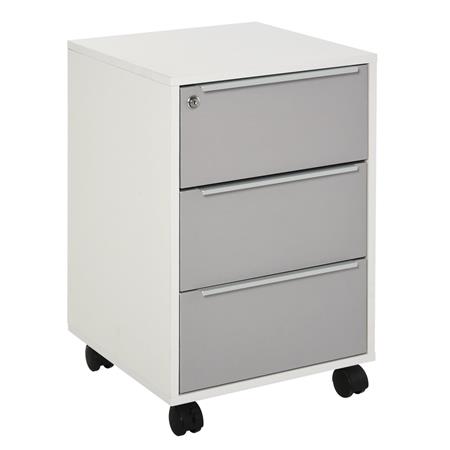Büroschrank HAVANNA, Schreibtischcontainer, mit 3 Schubladen, 40x40x63,5 cm, Farbe Weiß und Grau