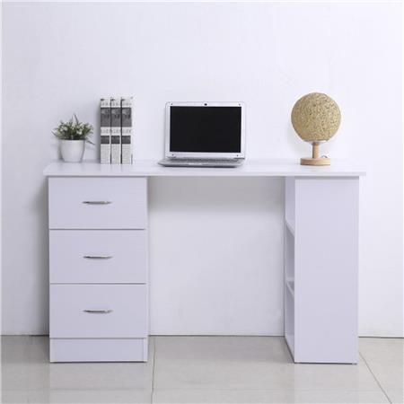 Computertisch LIAM, mit Regal und Schubladen, 120x49x72 cm, Holz, Farbe Weiß
