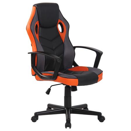 Gaming-Stuhl DELI, sportliches Design, hohe Rückenlehne, Kunstleder, Farbe Schwarz/ Orange