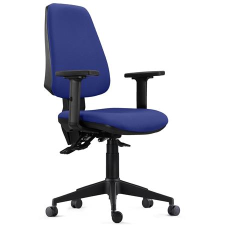 Ergonomischer Bürostuhl INDIANA PRO, intensive 8h-Nutzung, neigbar, Stoffbezug, 2D-Armlehnen, Farbe Dunkelblau