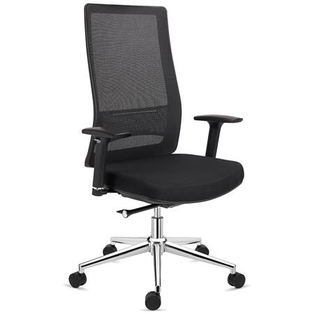 DEMO# Ergonomischer Bürostuhl SANTOS, 8h-Nutzung, Premium Design, Farbe Schwarz