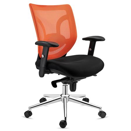 DEMO# Ergonomischer Bürostuhl LAMBO, 8h-Nutzung, unglaubliche Lendenwirbelstütze, Farbe Orange