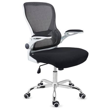 Ergonomischer Bürostuhl CORFU, klappbare Armlehnen, ergonomisches Design, Farbe Weiß/ Schwarz