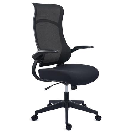 Ergonomischer Bürostuhl DAFNE, klappbare Armlehnen, großes Design und Qualität, ergonomisch, in Schwarz