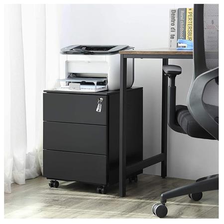 Büroschrank TUDOR, Schreibtischcontainer, Abmessungen 39x45x55 cm, mit 3 Schubladen, Farbe Schwarz