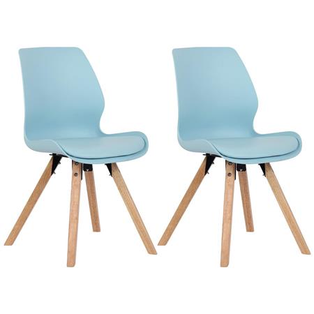 2er Set Besucherstuhl KALI, Stuhlbeine aus Buchenholz, bequem gepolsterte Sitzschale, Kunststoff, Farbe Hellblau