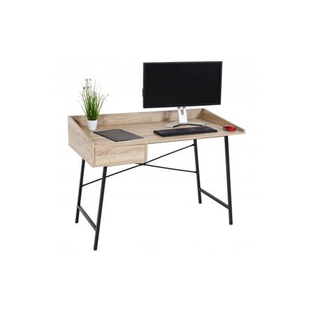 Schreibtisch UGO, 114x98x60cm, Industriedesign mit Metalltischbeinen, Holz, Farbe Eiche