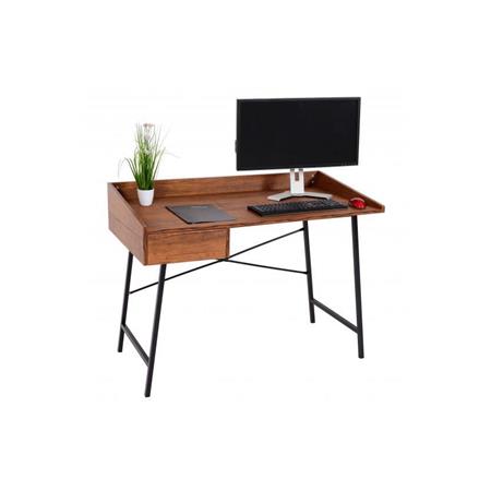 Schreibtisch UGO, 114x98x60cm, Industriedesign mit Metalltischbeinen, Holz, Farbe Braun