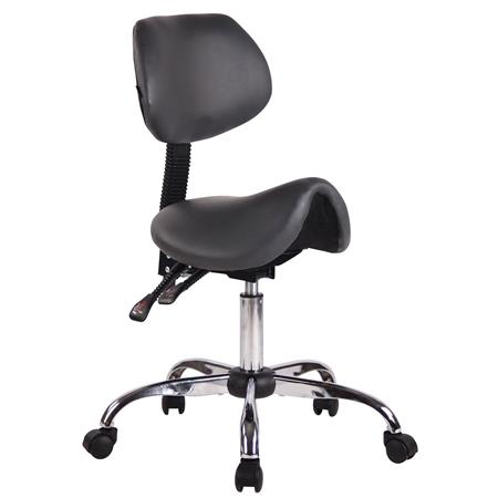 Arbeitshocker NEKO, Sattelsitz, neigbare Rückenlehne, ergonomisches Design, Kunstlederbezug, Farbe Grau