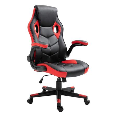 Gaming-Stuhl MAX, klappbare Armlehnen, Kunstlederbezug, Farbe Schwarz/ Rot