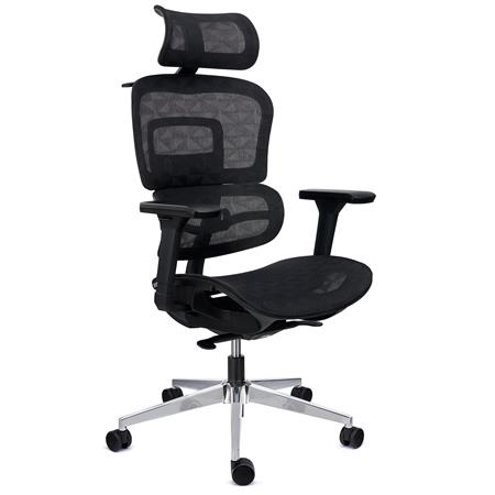 Ergonomischer Bürostuhl ERGOMAX, höhenverstellbare Rückenlehne, komfortabel und einstellbar, atmungsaktiver Netzstoff, Farbe Schwarz  