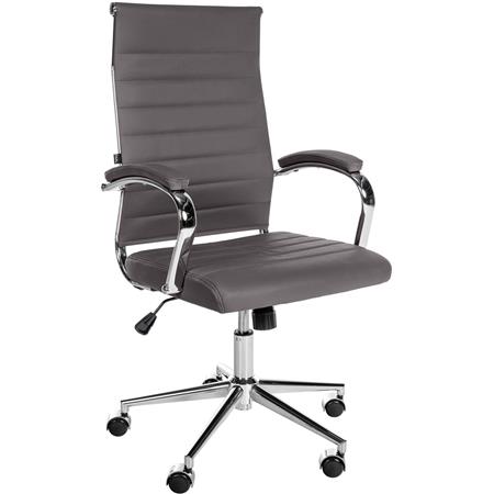 Bürostuhl OXFORD ECHTLEDER, moderner Chefsessel, elegantes Design, komfortabler Echtlederbezug, Farbe Grau