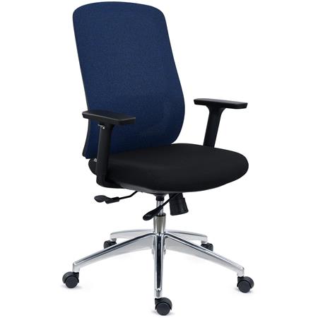 Ergonomischer Bürostuhl ASTRA, tiefenverstellbare Sitzfläche, Synchron-Mechanik, 8h-Nutzung, Farbe Blau