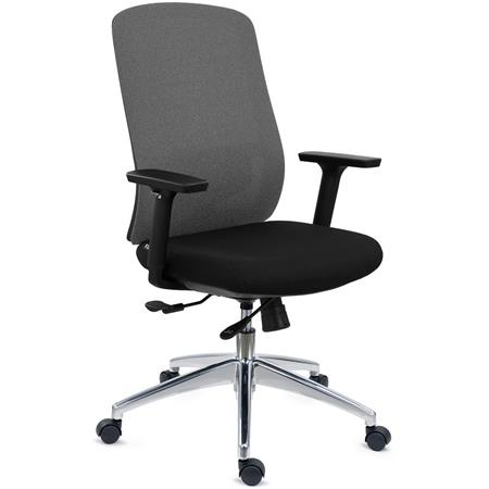 Ergonomischer Bürostuhl ASTRA, tiefenverstellbare Sitzfläche, Synchron-Mechanik, 8h-Nutzung, Farbe Grau