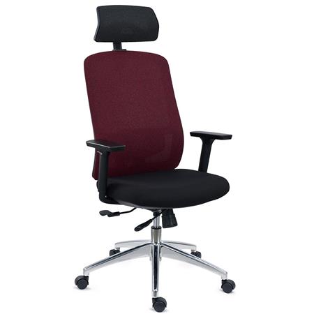 Ergonomischer Bürostuhl ASTRA LUX, tiefenverstellbare Sitzfläche, Kopfstütze, Synchron-Mechanik, Farbe Burgund