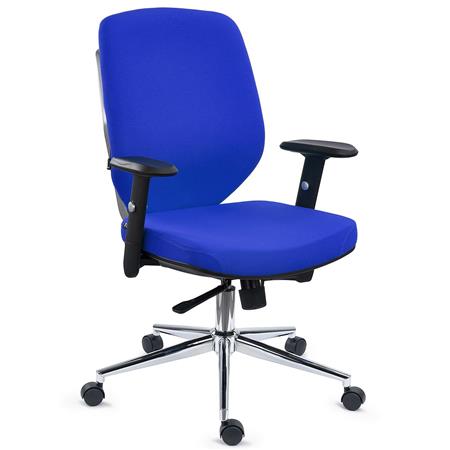 Ergonomischer Bürostuhl TRAFIC, Rückenlehne mit Lordosenstütze, dicke Polsterung, 8h-Nutzung, Farbe Blau