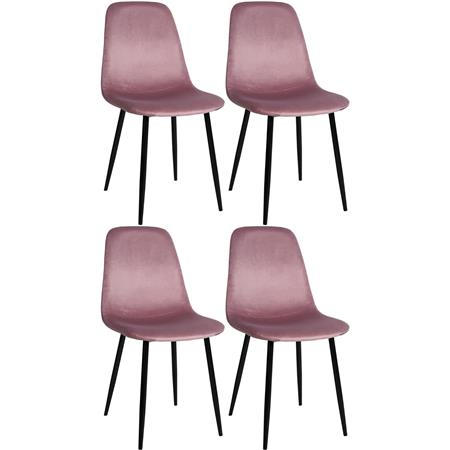 Im 4er Set: Besucherstuhl NAIPES SAMT, robustes Metallgestell, Samtbezug, Farbe Rosa